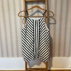 Monteau Striped Black and White Clasp Front Tank Top Size S